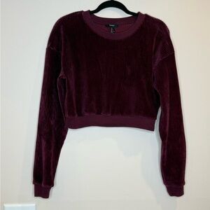 🔥Forever 21 corduroy Plum Cropped Sweater Sz S EUC🔥